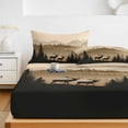 thumbnail image 6 of Queen Size Fitted Sheet Set - Black Forest 3 Piece Bedding Sets 16" Deep Pocket Fitted Sheet with 2 Pillowcases, Deer Silhouettes Foggy Grey Pine Tree Brushed Microfiber Hotel Luxury Bed Sheets, 6 of 9
