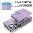 thumbnail image 5 of Allytechgroup Detachable Cards Holder Case for Samsung Galaxy S21 Ultra, RFID Blocking 2 In 1 Wallet PU Leather Case with Stand Compatible with Magsafe Shockproof Cover for Galaxy S21 Ultra, Purple, 5 of 5