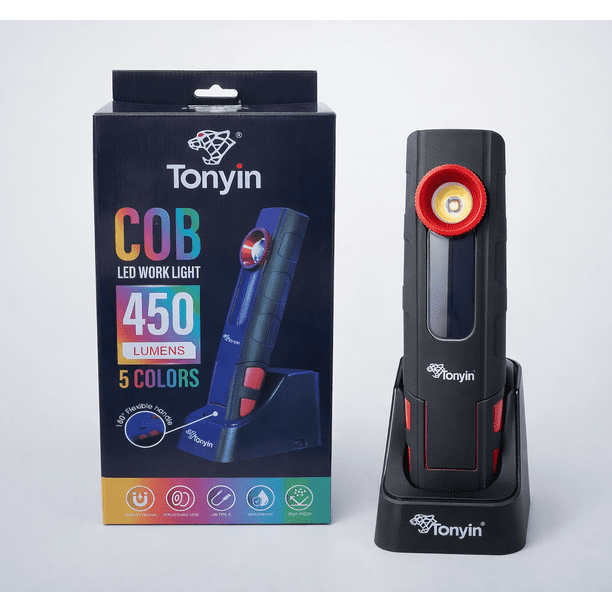 Tonyin COB LED Work Light Lámpara Profesional para Detailing Automotriz | 5 Modos de Iluminación para Inspección de Pintura