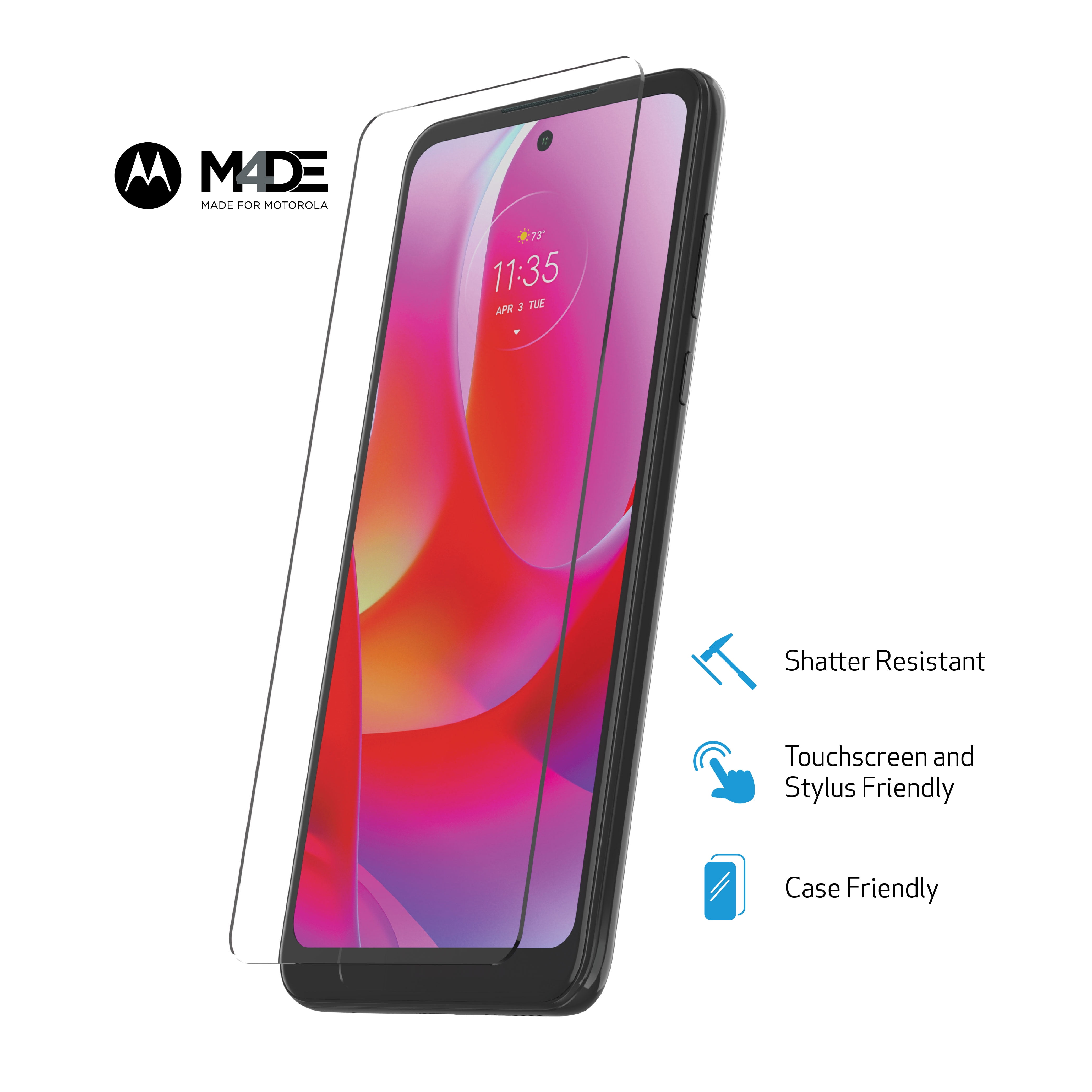 WriteRight DuraGlass Tempered Glass Screen Protector with Quick Installation Tray for Moto G Power