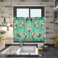 thumbnail image 4 of Yayeee Kitchen Curtains Tier Pair Light Filtering 27"x36" Rod Pocket Short Cafe Window Panel, Green American Footballs, 4 of 7