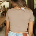 thumbnail image 4 of Women's Short Sleeve Slim Fit Stretch Knitted Vest Top in Apricot, Perfect for Work and Dating - Size M, 4 of 6
