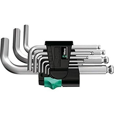Wera Hex-Plus Chrome-Plated Stainless Steel Metric L-Key Allen Wrench (9-Piece Set)