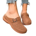 thumbnail image 2 of Orthopedic Clogs for Women Wide Width Mules Closed Toe Slip On Wedge Slippers Comfortable Leather Sandals Summer Beach Flats,36, 2 of 4