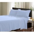 thumbnail image 2 of DNG Creations 4 Piece Pom Pom Sheet Set 100% Egyptian Cotton, White Pom-Pom Fringe Solid Pattern 12 Inch Deep Pocket ( Solid Light Blue - Twin XL ), 2 of 7