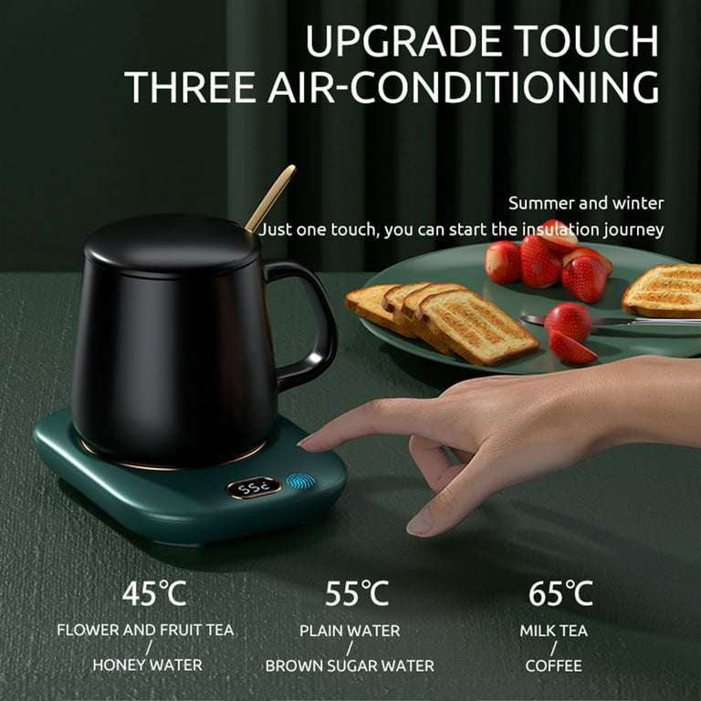 Aoibox 1-Cup Green Corded Desktop Electric Kettle Ceramic Cup Warmer, Overheating Protection Smart Timer 2 Temperature Levels