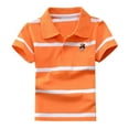 thumbnail image 4 of shoper Polo Shirts for Boys Striped Collared Short Sleeve T-Shirt Casual Daily Back To School Shirt Shirts for Teen Kids Orange, 4 of 4