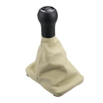 1 Set Gear Shifter Knob with Cover Compatible for VW Beetle 1998-2009 Faux Leather Black Beige 5 Speed