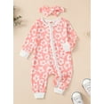 thumbnail image 4 of Bagilaanoe Newborn Baby Girl Fall Jumpsuit Floral Print Long Sleeve Bodysuit + Headband 6M 12M 18M 24M Infant Full Zip One Piece Romper, 4 of 9