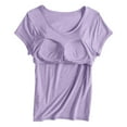 thumbnail image 5 of HCURIBAD Women's Fitted Sweatproof Undershirt Workout Tops | Cotton Scoop Neck | Original Fit | with Sweat Pads | Modal Stretch Scoop Neck T-Shirt 1PC Purple XL, 5 of 6