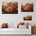 thumbnail image 4 of Designart "Pink Roses landscape With Sunset" Floral Print on Natural Pine Wood, 4 of 5