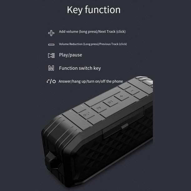 Altavoz Bluetooth Inalámbrico Impermeable Portátil de Alta Fidelidad Subwoofer para Exteriores Compatible con Tarjeta TF/USB/AUX/FM