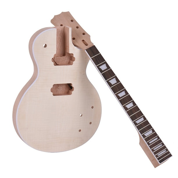 ammoon LP Style Unfinished Electric Guitar DIY Kit Set Mahogany Body
