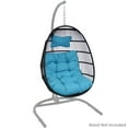 thumbnail image 6 of Sunnydaze Julia Polyethylene Wicker Egg Hanging Chair with Cushions, Blue, 6 of 9