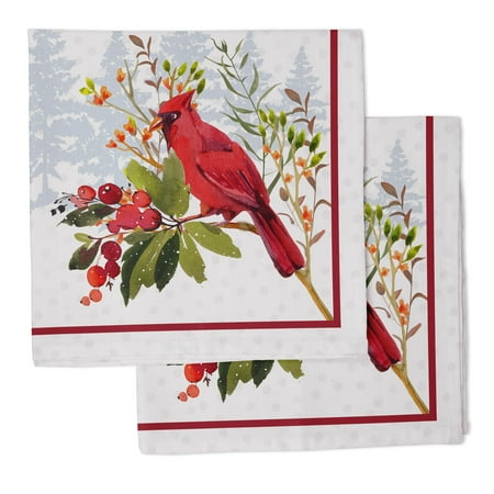 

Vargottam Luxury Collection Dinner Table Linen Dcor Cotton Napkin Printed Fabric Reusable Napkins Set Of 4 20 X 20 - Red Bird