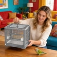 thumbnail image 4 of SIfdSeng Bird Cage Travel Bird Cage Portable Bird | Small Birds Lightweight Parrots Cage with Standing Pole Detachable Tray Hook Handle Easy Transport Bird For, 4 of 5
