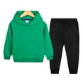 thumbnail image 2 of Gubotare Toddler Boy Clothing Sets Boys Clothes Long Sleeve Hooded Pullover Colorblock Sweatshirt + Pants 2pcs Fall Winter Outfit Set 3T 4T (Green,3-4 Years), 2 of 6
