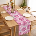 thumbnail image 3 of Pink Palm Leaf Table Runner - 108 Inch Long, Kitchen Dining Table Runner Dresser Scarves, Tropical Vintage Grey Summer Plant Farmhouse Decor for Coffee Tables Wedding Party Banquet, 3 of 8