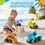 Dimoarch Dinosaur Construction Trucks Toys for Boys Ages 2 3 4, Toddlers Sandbox Vehicle Excavator Toys, Dino Press and Go Cars, Boys Birthday Gifts