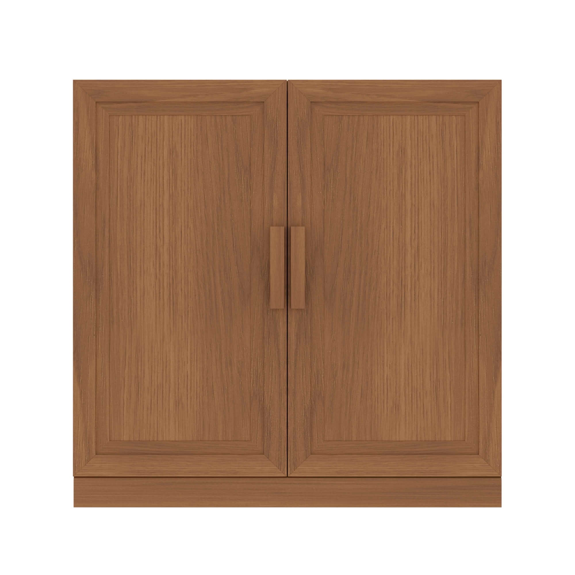 MAYEERTY 31x31x16 Inch Light Walnut 2-Door Corner Storage Cabinet with Solid Wood Door