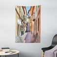 thumbnail image 1 of City Tapestry, Town of Alba Piedmont Northern Italy Narrow Stone Paved Street Among Colorful Houses, Wall Hanging for Bedroom Living Room Dorm Decor, 40W X 60L Inches, Multicolor, by Ambesonne, 1 of 2
