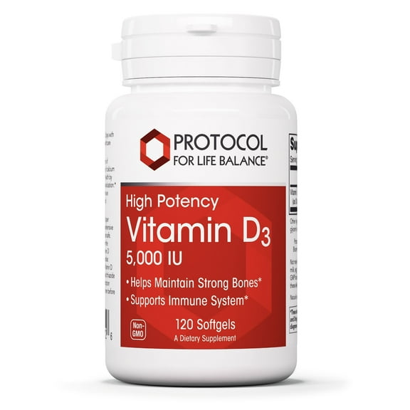 Protocol for Life Balance Vitamin D3 5,000 IU (125 mcg) - 120 Softgels