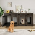 thumbnail image 6 of IDEALHOUSE Double Dog Crate Furniture, Large 71in Indoor Kennel with 3 Storage Drawers, Removable Divider, Heavy Duty TV Stand & Side Table for Medium to Large Dogs, Chile Walnut, 6 of 8