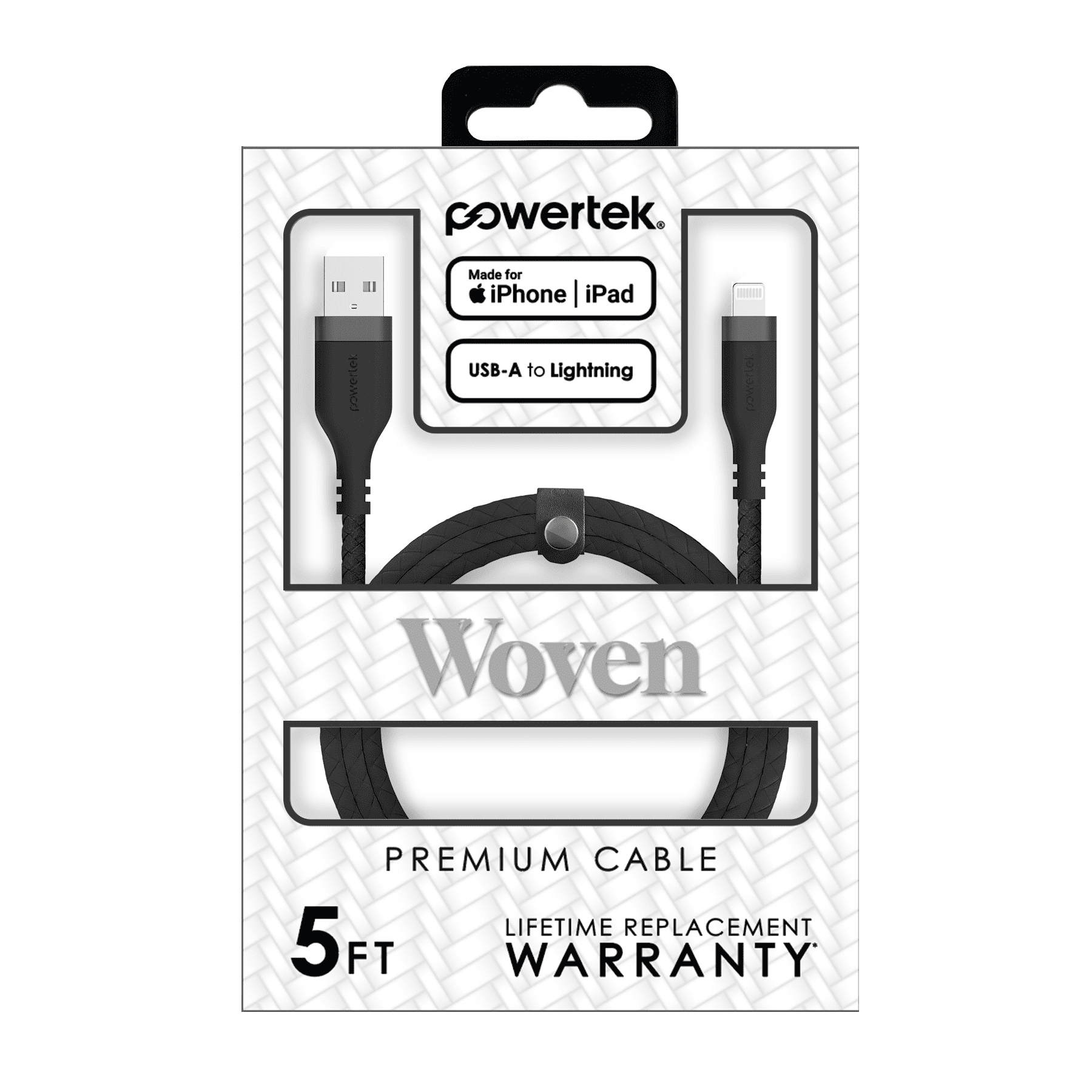Liquipel Powertek USB-A to Lightning Woven Cable - Black