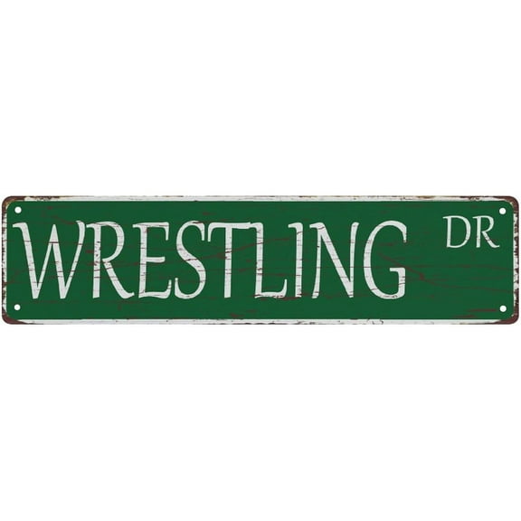 Tin Sign Wrestling Dr Metal Sign Street Signs Decor Man Cave Bar Wall Art Decorative Plaque 4X16 Inches