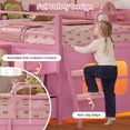 thumbnail image 6 of Low Loft Bed Twin Size with 5 Storage Drawers, Bookcase, LED Lights and Stuffed Animal Organizer, Metal Loft Bed with 13" H Safety Guardrail, Inclined Ladder and Under-Bed Play Space, Pink, 6 of 8