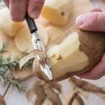 thumbnail image 3 of Rada Stainless Steel Vegetable Peeler, Razor Sharp Swiveling Blade follows Veggie Contours, Durable Black Resin Handle, 3 of 4