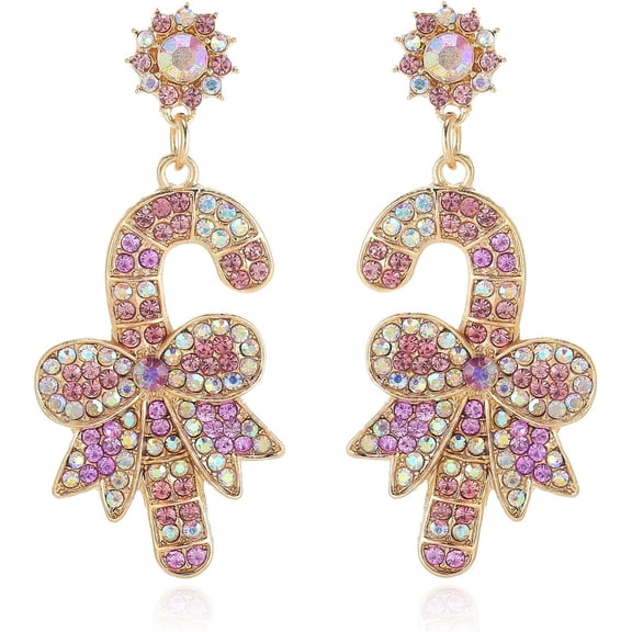 Merry Christmas Earrings Rhinestone Statement Earrings Xmas Tree Bow Bulbs Cane Reindeer Santa Snowman Gingerbread Beaded Drop Dangle Earrings For Women Holiday Festival Jewelry Gift[Z1]