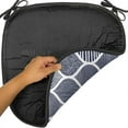 thumbnail image 6 of Abstract Chair Seating Cushion Set of 12, Vertical and Horizontal Shapes Stripes and Dots Dashes Mix Pattern, Seat Pads for Office with Anti-slip Backing, 16"x16", Indigo and White, by Ambesonne, 6 of 7