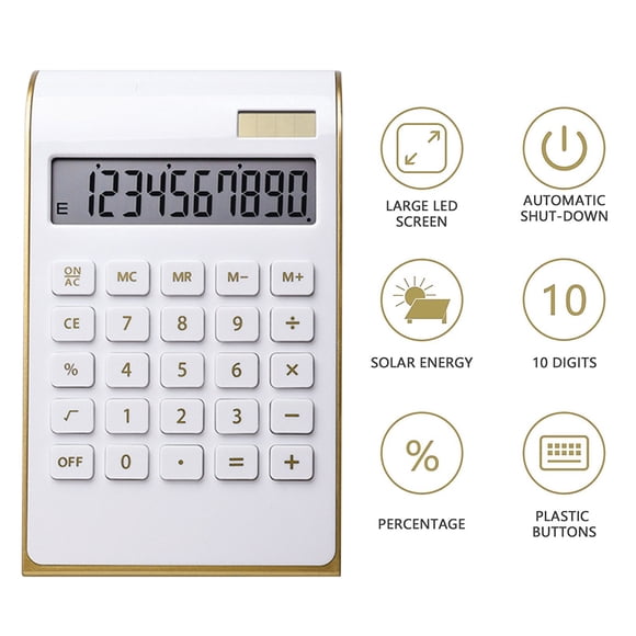 YAOMOBB Calculatrice Scientifique Grand Écran Calculatrice de Bureau Bouton Réactif Double Alimentation Design Cadre Doré