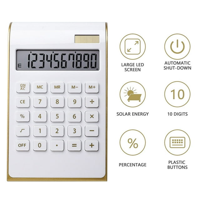 YAOMOBB Scientific Calculator Large Display Desktop Calculator Responsive Button Dual Power Golden Frame Design
