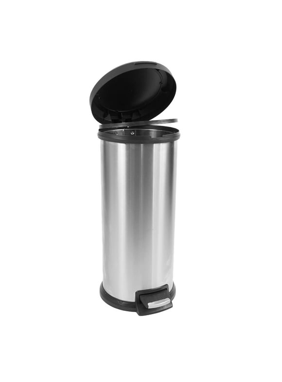 Mainstays 7.9 Gallon Trash Can Round Stainless Steel Office Garbage Trash Can with Lid