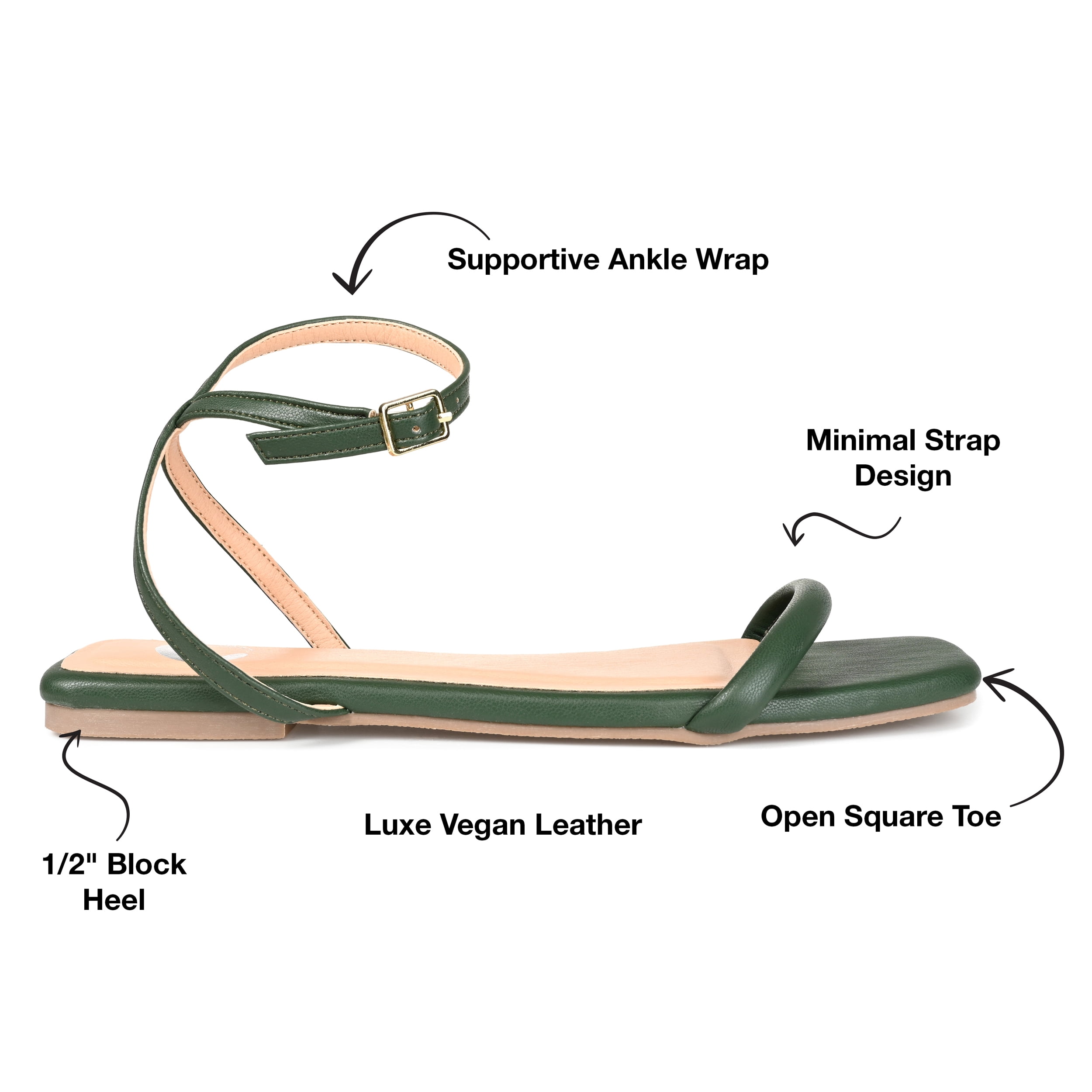 Journee Collection Womens Veena Ankle Strap Low Block Heel Sandals