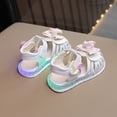 thumbnail image 3 of Girls Fisherman Sandals Light up Shoes Cute Bow Flat Summer Dress Shoes Comfy Lightweight Walking Shoes White 7 Toddler, 3 of 8