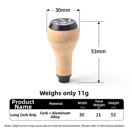 GRIMPEX Fishing Handle Grip Cork Reel Knob Fishing Reel Aluminum Alloy Parts Ergonomic Design Fits Various Reel Brands Black