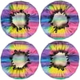 thumbnail image 2 of Shower Caps,Colorful Striped Tie Dye Pattern Waterproof Shower Cap for Women 4 Pieces,Double Reusable Hair Cover for Shower PEVA Elastic Stretch Hem, 2 of 7