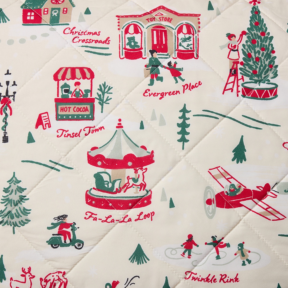 Hallmark Multi Christmas Village 3-Piece Adult Holiday Quilt Set, Full/Queen