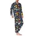 thumbnail image 6 of Salouo Bowling Ball Print Button-Front Long Sleeve Pajama Set for Men, Soft 2Pjs Men's Long Sleeve Sleepwear -Medium, 6 of 7