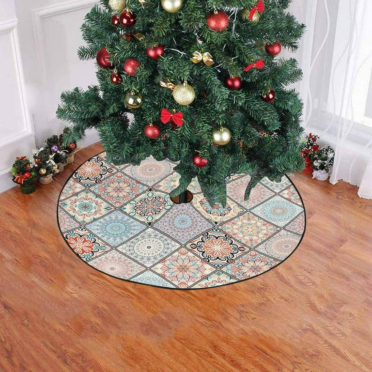 ZHANZZK Tribal Mandala Boho Christmas Tree Skirts Xmas Christmas