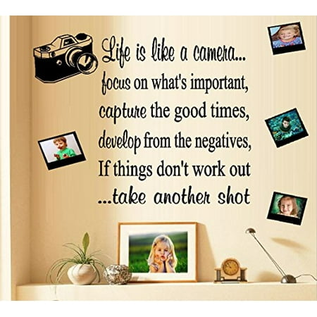 Decal ~ LIFE IS LIKE A CAMERA..: WALL DECAL, WORDING, CAMERA AND QTY-4 DECAL