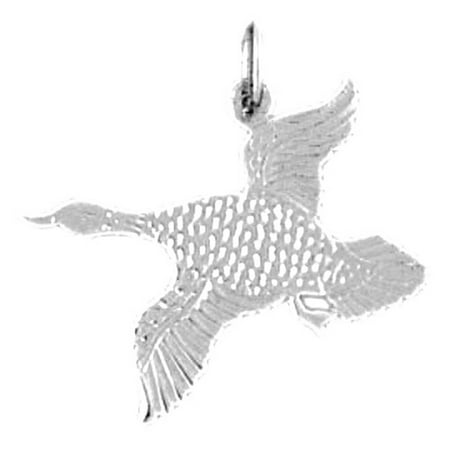 14K White Gold Duck Pendant - 21 mm