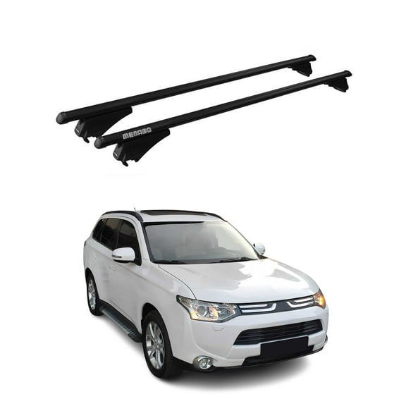 OMAC Top Roof Racks Cross Bars for Mitsubishi Outlander 2014-2020 Black Aluminium 2 Pcs Anti-Theft for Travel Kayak Canoe Surf Ski Snowboard Camping