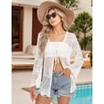 thumbnail image 2 of Swimsuit Cover Up for Women Tied Open Front Cardigans Beach Cover Up Long Sleeve Crochet Swim Cover Ups Shermie, 2 of 8