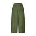 thumbnail image 5 of Roncen Women's Solid Color Wide Leg Cropped Pants - Casual Elastic Waist Pleated Trousers with Pockets, 5 of 9