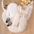 thumbnail image 2 of mgoYE Baby Girl Fall Clothes Cute Ovrall Outfits Long Sleeve Sweater Overall Pants Newborn Outfit, 2 of 9