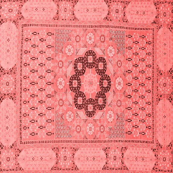 Ahgly Company Machine Washable Indoor Square Abstract Red Modern Area Rugs, 4' Square